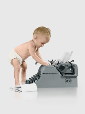 Baby an Schreibmaschine - Nachwuchsförderung