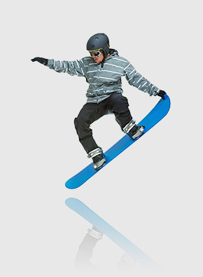 Snowboarder beim Sprung